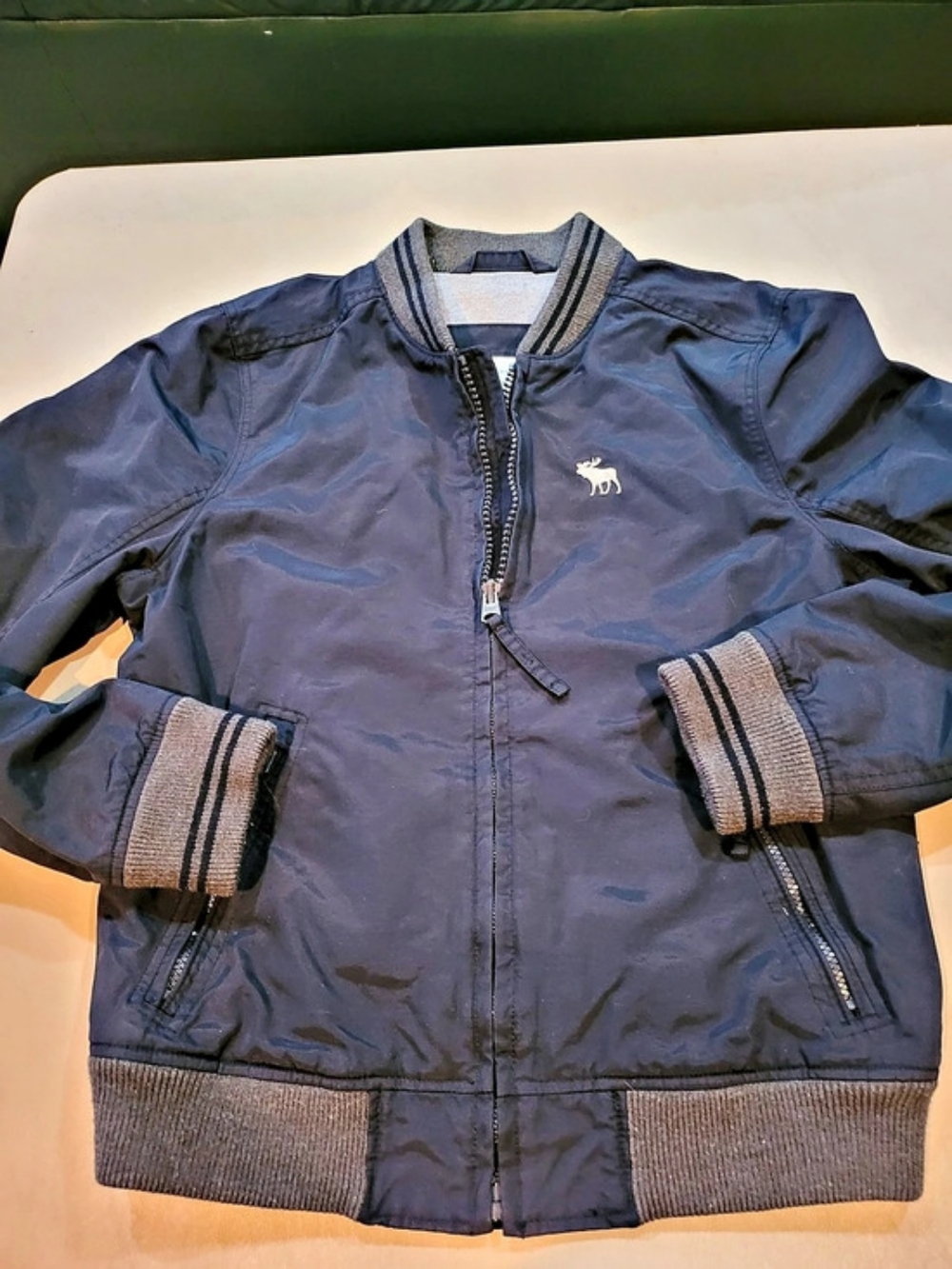 Abercrombie & Fitch Men's Blue Bomber Jacket Size Large